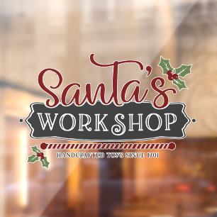 Christmas Santa's work shop word art Window Cling