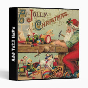 Christmas Santas workshop vintage decor Binder