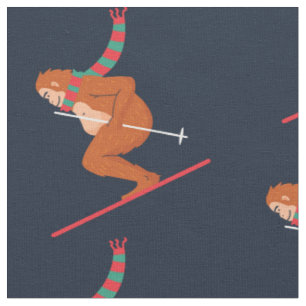 christmas sasquatch bigfoot yeti ski  fabric