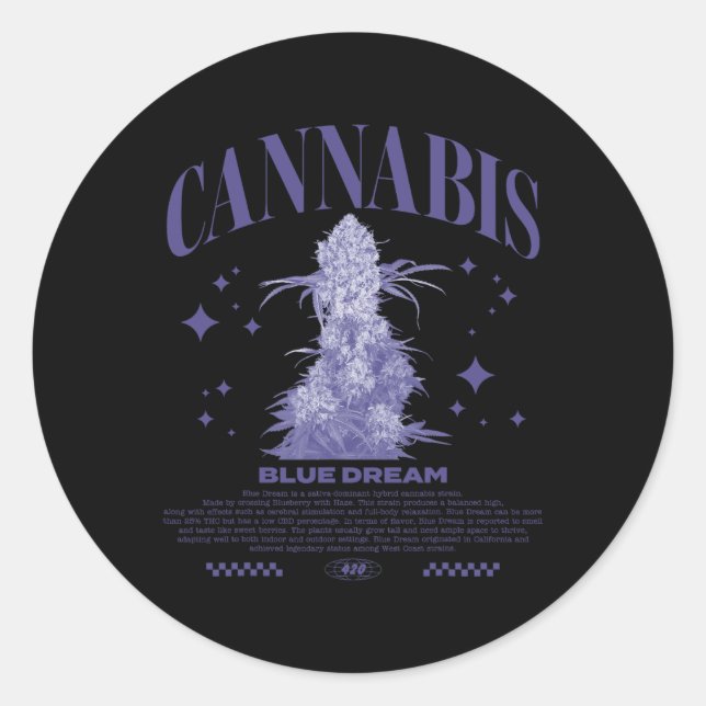 Christmas Sativa Hybrid Strain Blue Dream  Classic Round Sticker (Front)