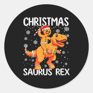 Christmas Saurus Rex Gingerbread Man Cookie Trex B Classic Round Sticker