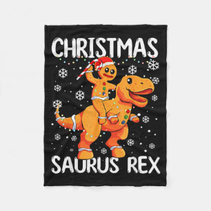 Christmas Saurus Rex Gingerbread Man Cookie Trex B Fleece Blanket