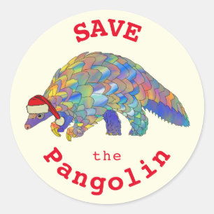 Christmas Save the Pangolin  Classic Round Sticker