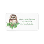 Christmas Saw Whet Owl Bird Nature Custom Art Label<br><div class="desc">Original watercolor of a Christmas Saw Whet  Bird Nature art to Customize</div>