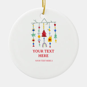 Christmas Scandi Minimalist Simple Holiday  Ceramic Ornament