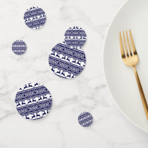 Christmas, Scandinavian Folk Blue and White Confetti