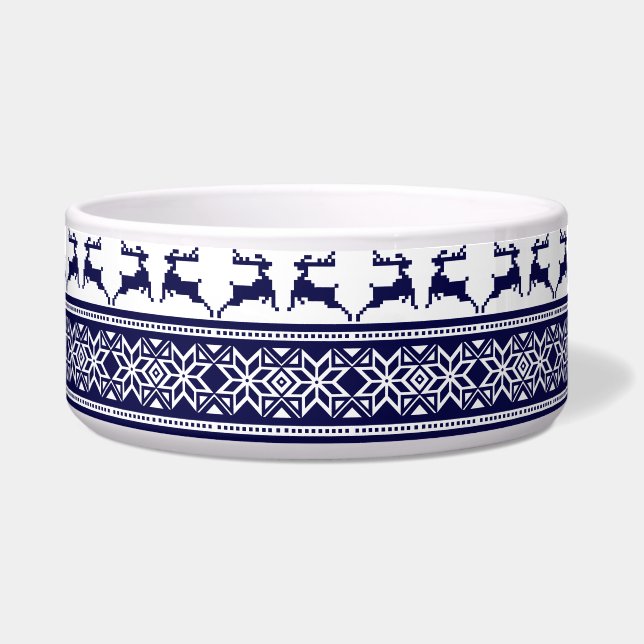 Christmas, Scandinavian Folk Blue and White Dog (Front)