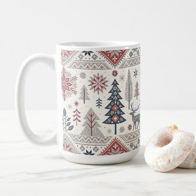 Christmas Scandinavian Geometric Minimalist Coffee Mug (With Donut)
