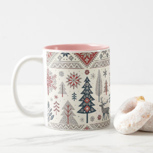 Christmas Scandinavian Geometric Minimalist Two-Tone Coffee Mug