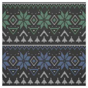 Christmas , Scandinavian, knitted pattern, black Fabric