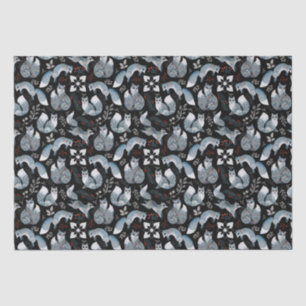 Christmas Scandinavian Nordic Grey Fox on Black Tissue Paper