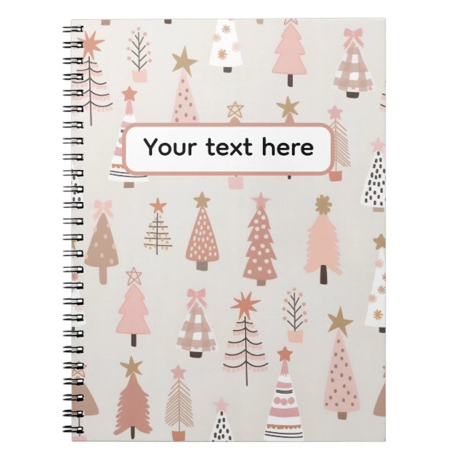 Christmas Scandinavian Pink Sapins Notebook (Front)