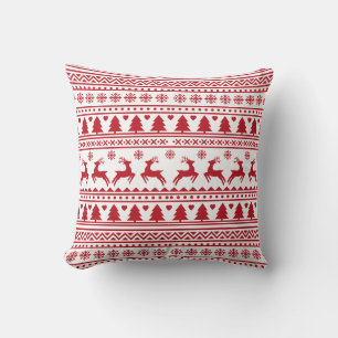 Christmas scandinavian red classic pattern throw pillow