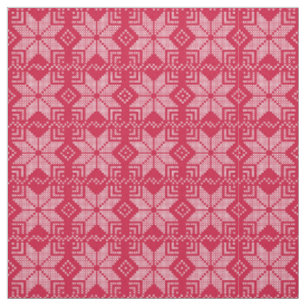 Christmas, Scandinavian, red, white, snowflakes Fabric