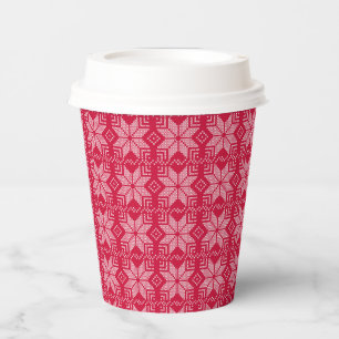 Christmas, Scandinavian, red, white, snowflakes, Paper Cups