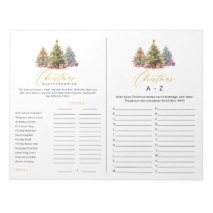 Christmas Scattergories A to Z Tear Away Games Notepad