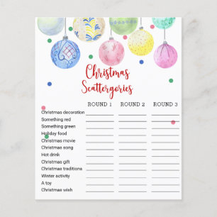 Christmas Scattergories Game Card Flyer
