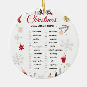 Christmas Scavenger Hunt Checklist Art Ceramic Ornament