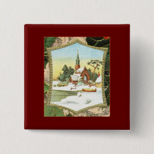 Christmas Scene 2 Inch Square Button