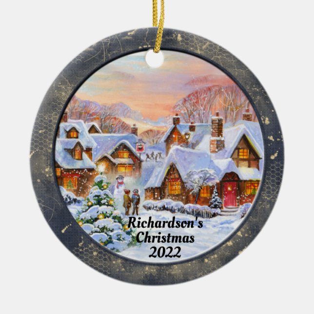 Christmas Scene  Ceramic Ornament (Front)