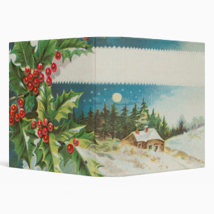 Christmas Scene Holly Snow Winter Binder