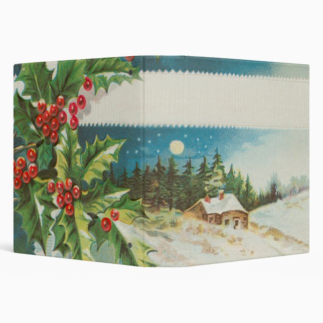 Christmas Scene Holly Snow Winter Binder (Background)