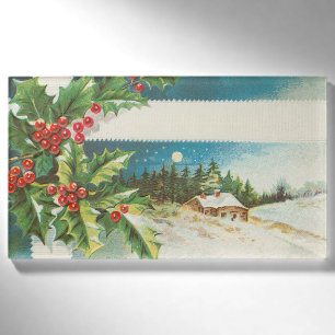 Christmas Scene Holly Snow Winter Name Tag