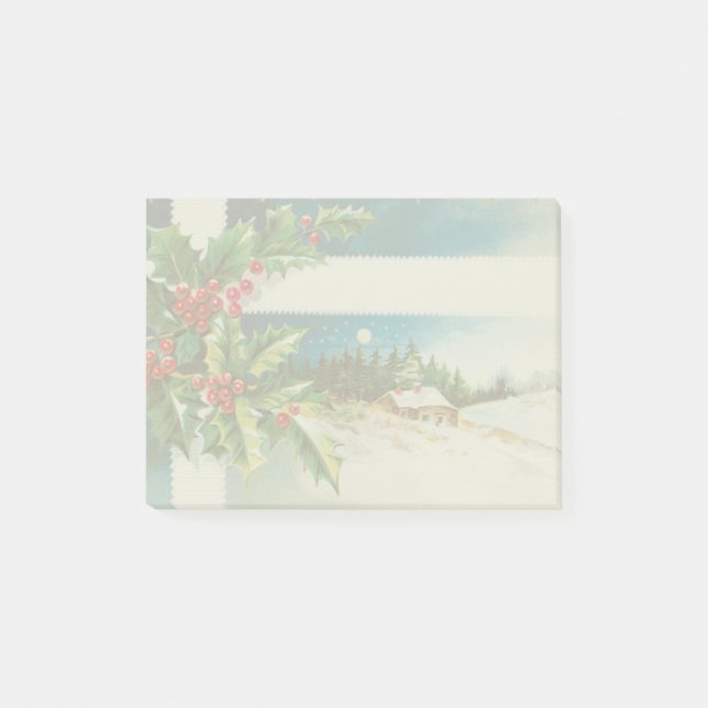 Christmas Scene Holly Snow Winter Post-it Notes (Front)