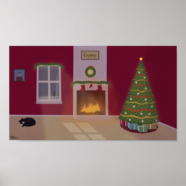 Christmas Scene Poster (12.8" x 7.2") (Front)