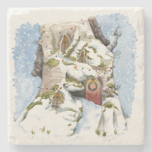 Christmas scene stone coaster