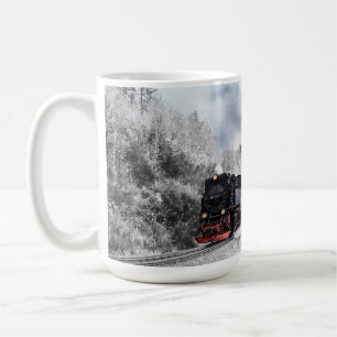 Christmas Scene with a Train on Tracks Coffee Mug