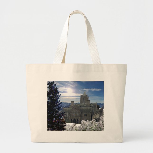 Christmas Scene With Cathedral Tote Bag (Front)