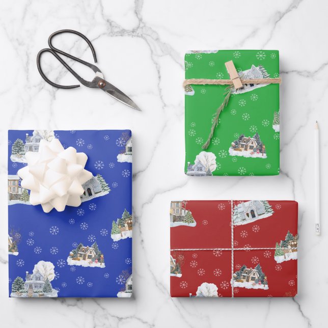 Christmas Scene Wrapping Paper Set (Front)
