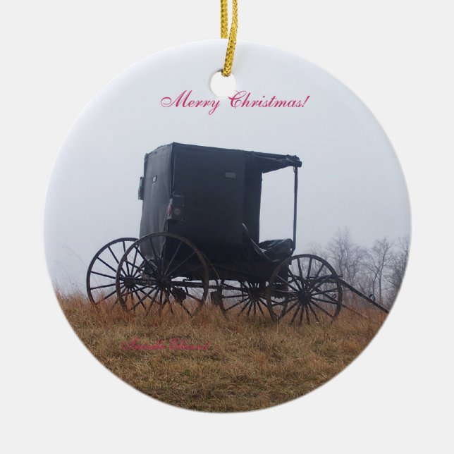 Christmas Scenes from Ohio Ceramic Ornament (Front)