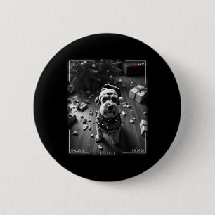 Christmas Schnauzer Caught On Camera 2 Inch Round Button