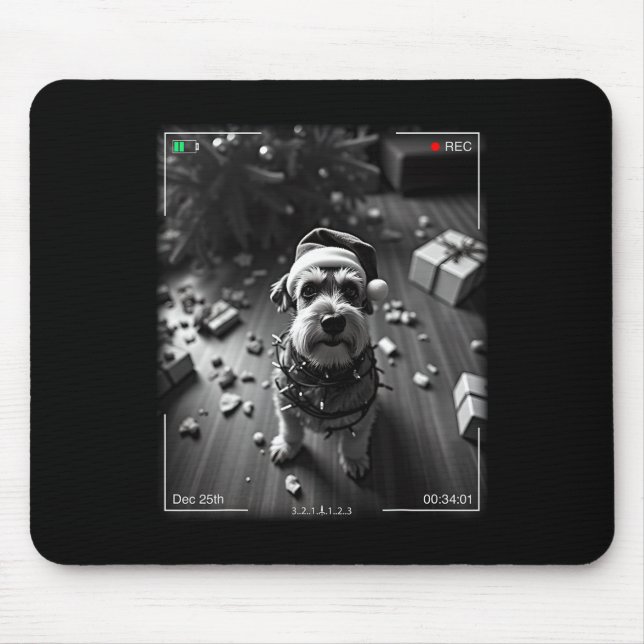 Christmas Schnauzer Caught On Camera  Mouse Pad (Front)