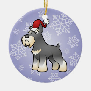Christmas Schnauzer Ceramic Ornament