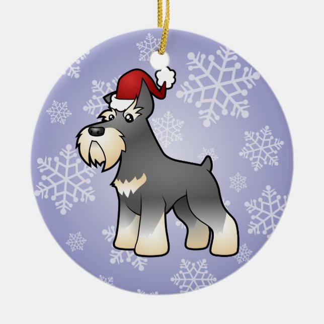 Christmas Schnauzer Ceramic Ornament (Front)
