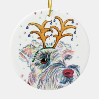 Christmas Schnauzer Ceramic Ornament