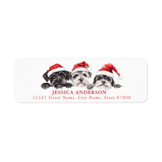 Christmas Schnauzer Chien Retour Adresse Étiquette (Devant)