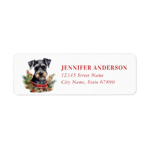 Christmas Schnauzer Chien Retour Adresse Étiquette