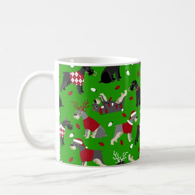 Christmas Schnauzer Coffee Mug (Left)