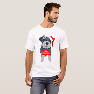 Christmas Schnauzer Dog Santa Hat T-Shirt