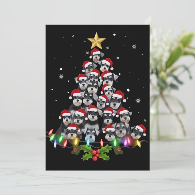 Christmas Schnauzer Dog Tree Xmas Pet Animal Invitation (Standing Front)