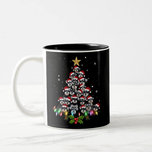 Christmas Schnauzer Dog Tree Xmas Pet Animal Two-Tone Coffee Mug (Left)