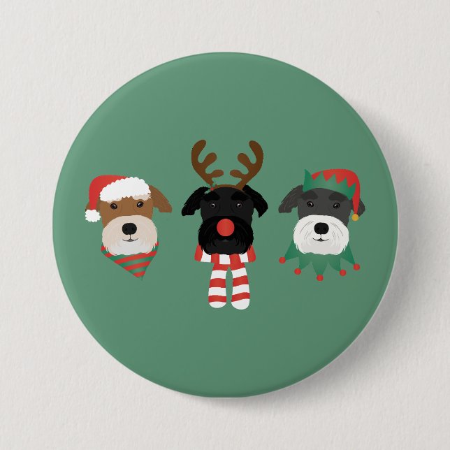 Christmas Schnauzer Dogs 3 Inch Round Button (Front)