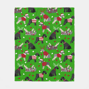Christmas Schnauzer Fleece Blanket