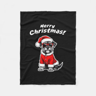 Christmas Schnauzer Funny Santa Dog Cute Holiday D Fleece Blanket