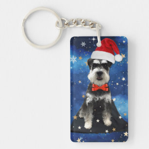 Christmas Schnauzer Keychain