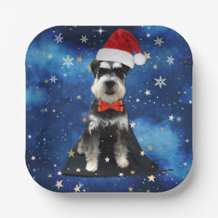 Christmas Schnauzer Paper Plate